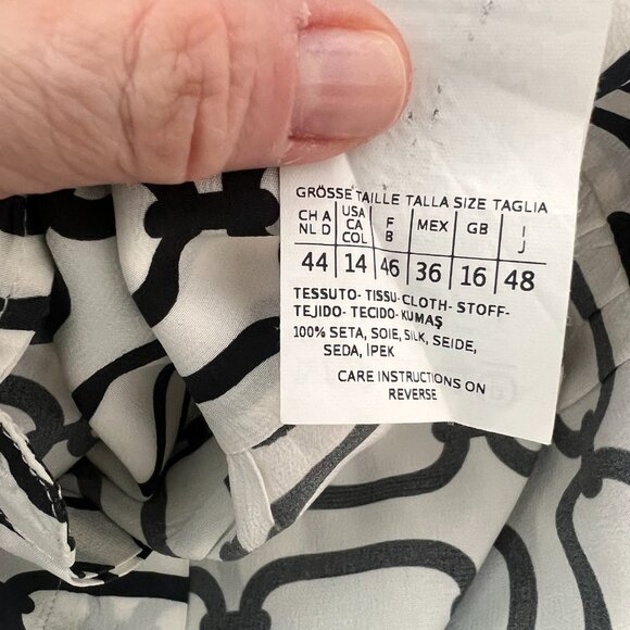 Sportmax chain print silk white black button down shirt size 14 - Picture 7 of 7